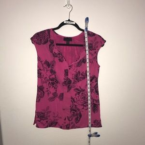 Worthington PinkFlower Pattern Cap Sleeve Blouse